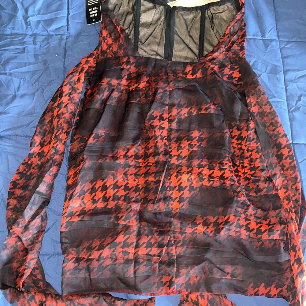 Red and Black Houndstooth Dress